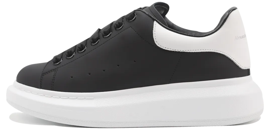 Alexander Mcqueen Oversized Sneakers in Black Leather and white Heel