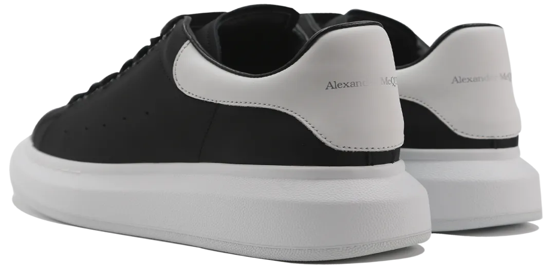 Alexander Mcqueen Oversized Sneakers in Black Leather and white Heel