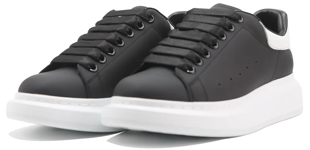 Alexander Mcqueen Oversized Sneakers in Black Leather and white Heel