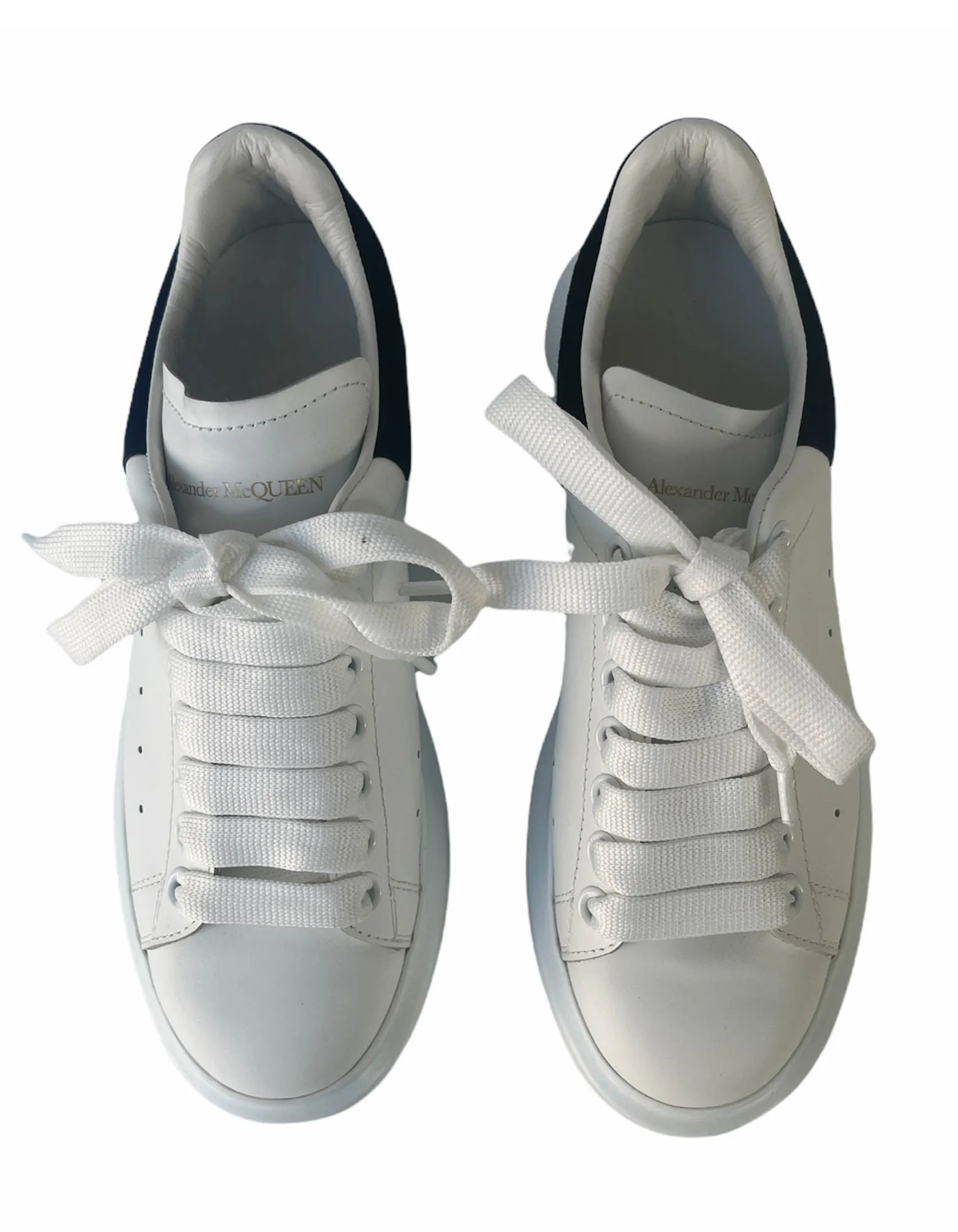 Alexander McQueen White/Black Leather & Suede Oversized Sneakers sz 36