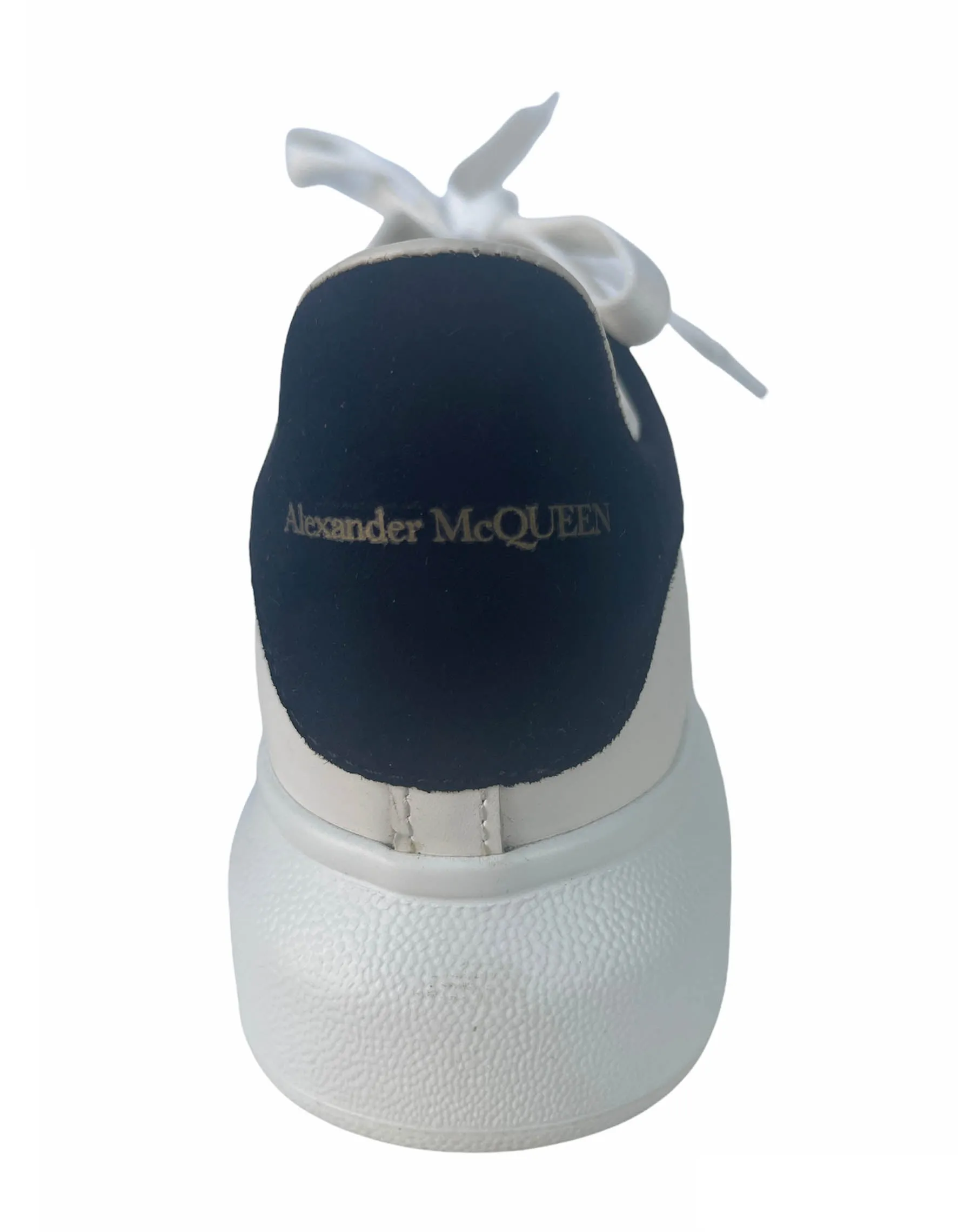 Alexander McQueen White/Black Leather & Suede Oversized Sneakers sz 36