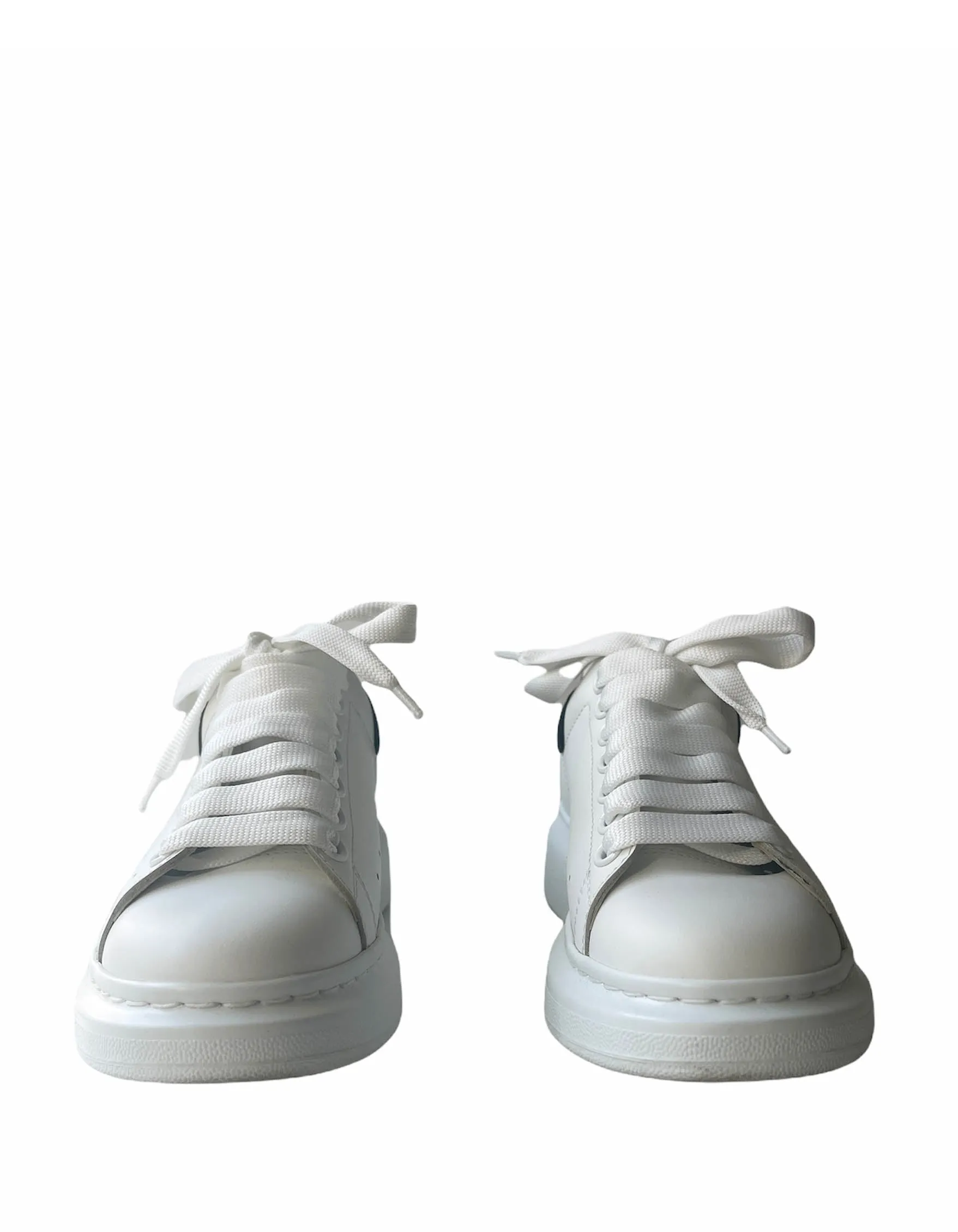 Alexander McQueen White/Black Leather & Suede Oversized Sneakers sz 36