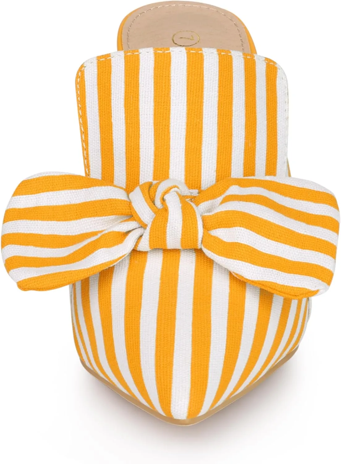 Allegra K Women's Stripe Bow Slip on Stiletto Heel Slides Mules