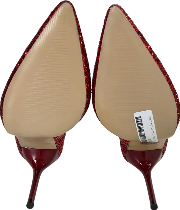Bigtree Red Magical Glittery Metal Embellised Heel Pumps Pointed Toe High Heels UK 3 EU 36 👠