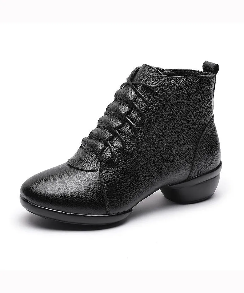 Black Ankle Boots Chunky Faux Leather New Splicing Zippered ML1707