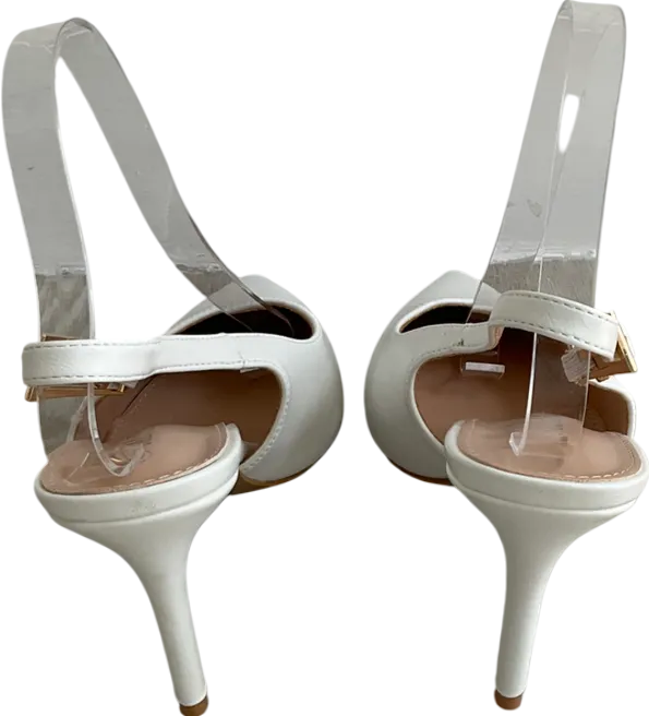 C&L Fashion White Pointed Toe Slingback Heels UK 7 EU 40 👠