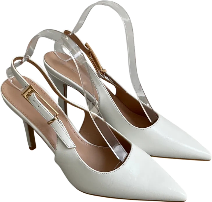 C&L Fashion White Pointed Toe Slingback Heels UK 7 EU 40 👠