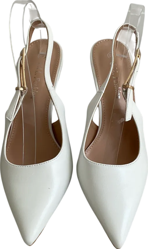 C&L Fashion White Pointed Toe Slingback Heels UK 7 EU 40 👠