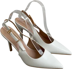 C&L Fashion White Pointed Toe Slingback Heels UK 7 EU 40 👠