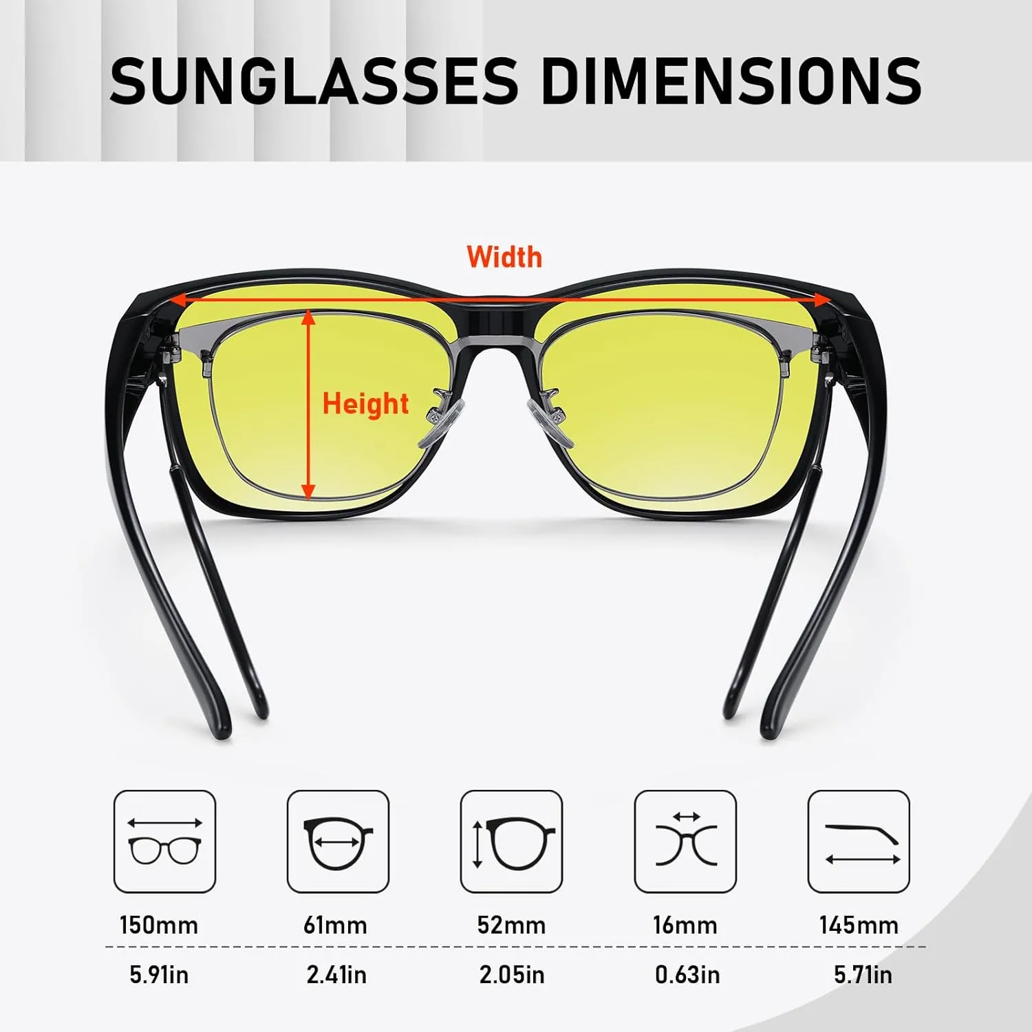GEGURI Polarized Sunglasses Fit Over Glasses for Men Women, Oversized Square Sun Glasses UV400 Protection Shades