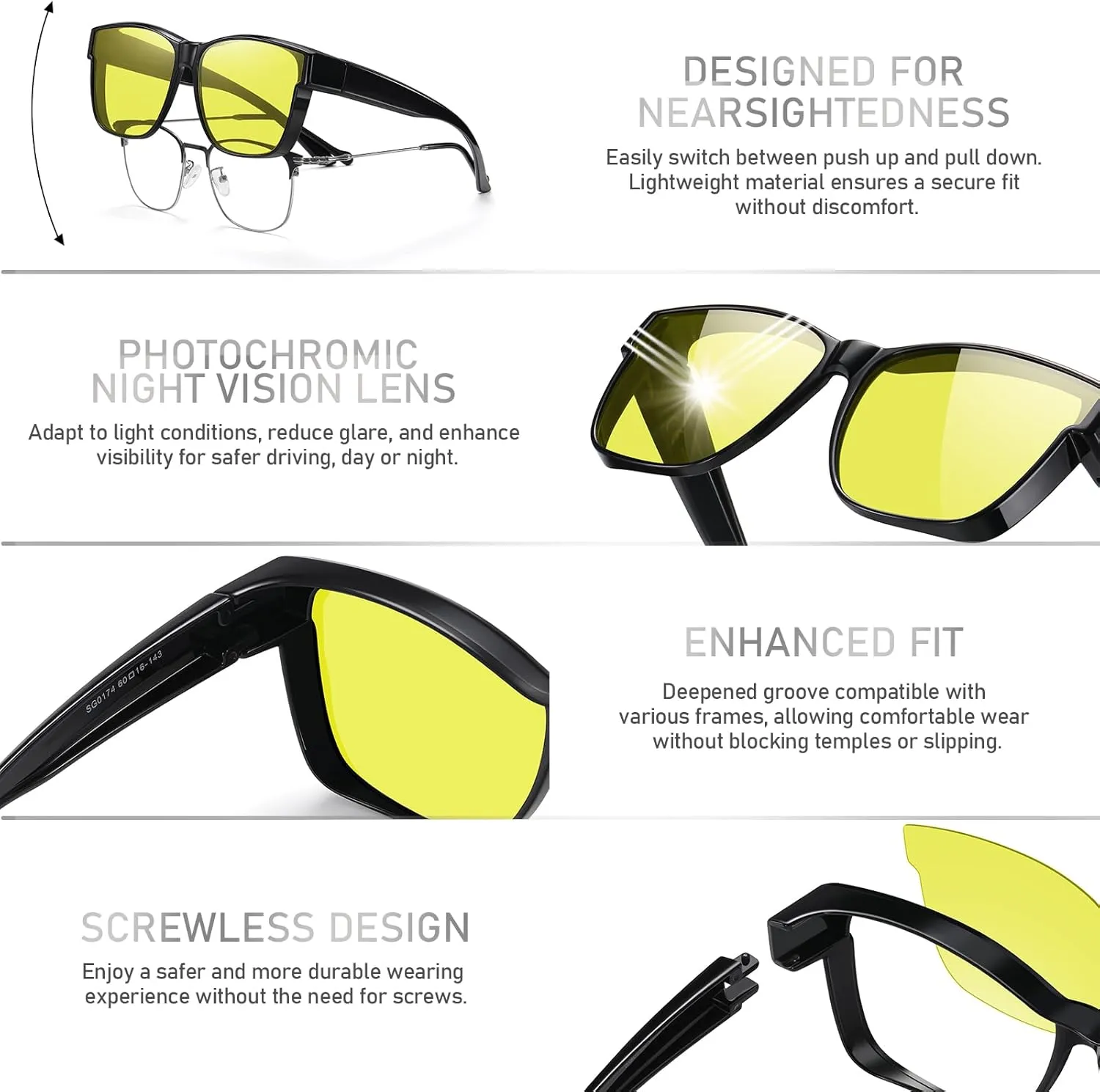 GEGURI Polarized Sunglasses Fit Over Glasses for Men Women, Oversized Square Sun Glasses UV400 Protection Shades