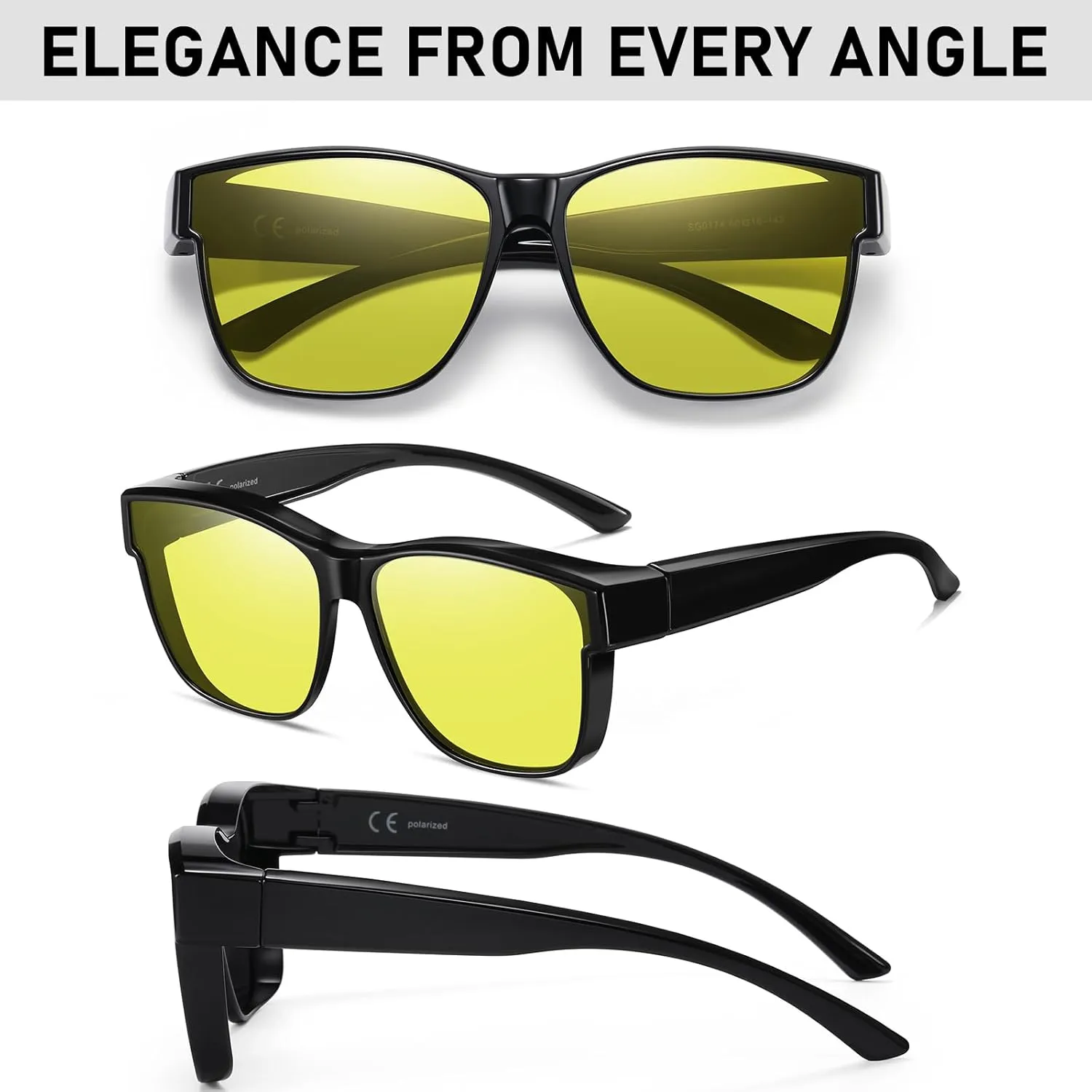 GEGURI Polarized Sunglasses Fit Over Glasses for Men Women, Oversized Square Sun Glasses UV400 Protection Shades