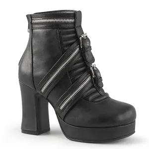 Gothika-50 Black Vegan Leather Ankle-High 3" Heel Boot