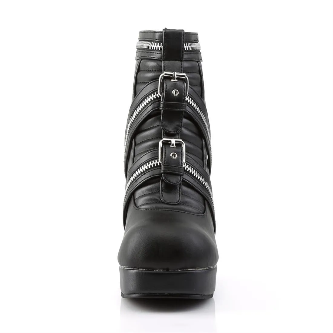Gothika-50 Black Vegan Leather Ankle-High 3" Heel Boot
