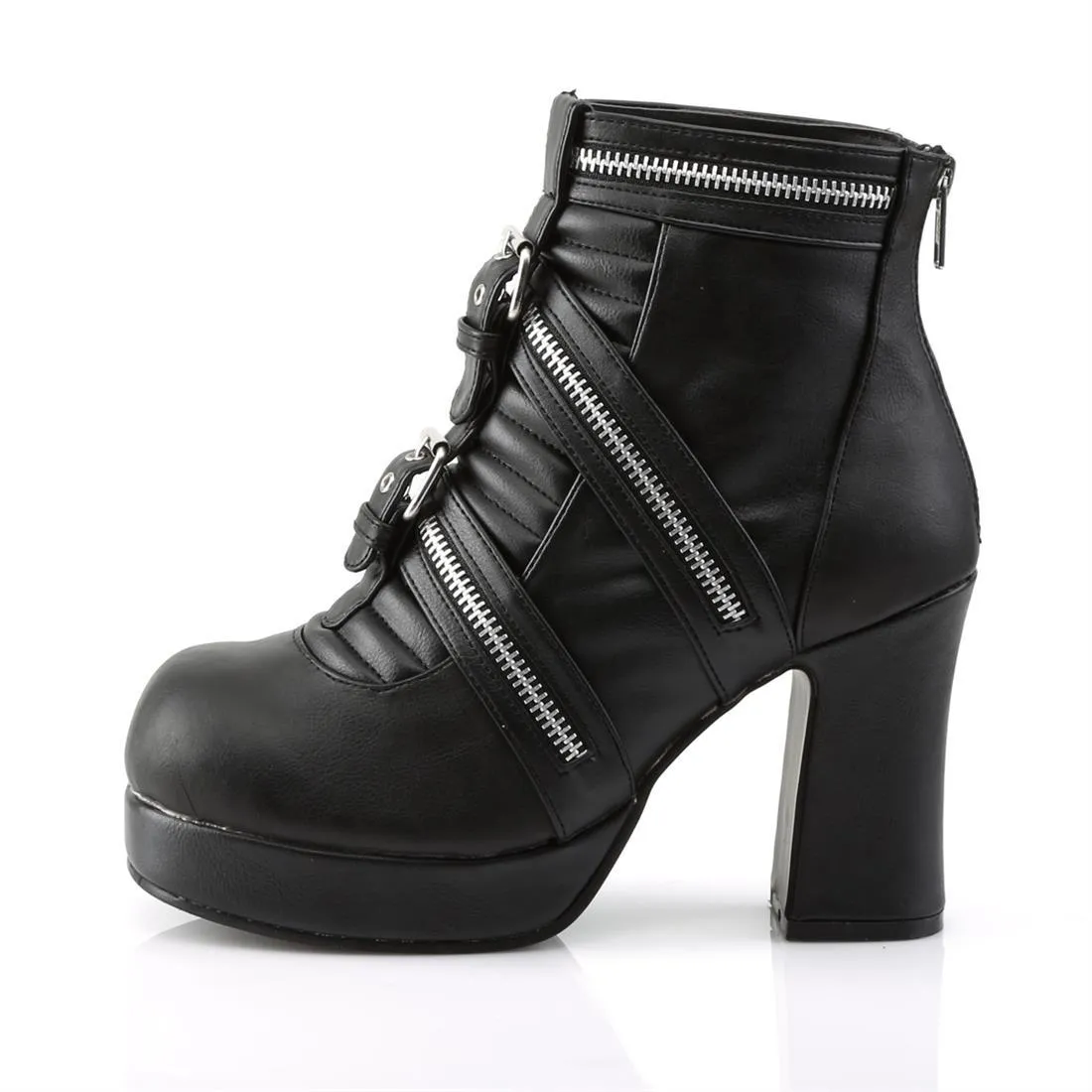 Gothika-50 Black Vegan Leather Ankle-High 3" Heel Boot