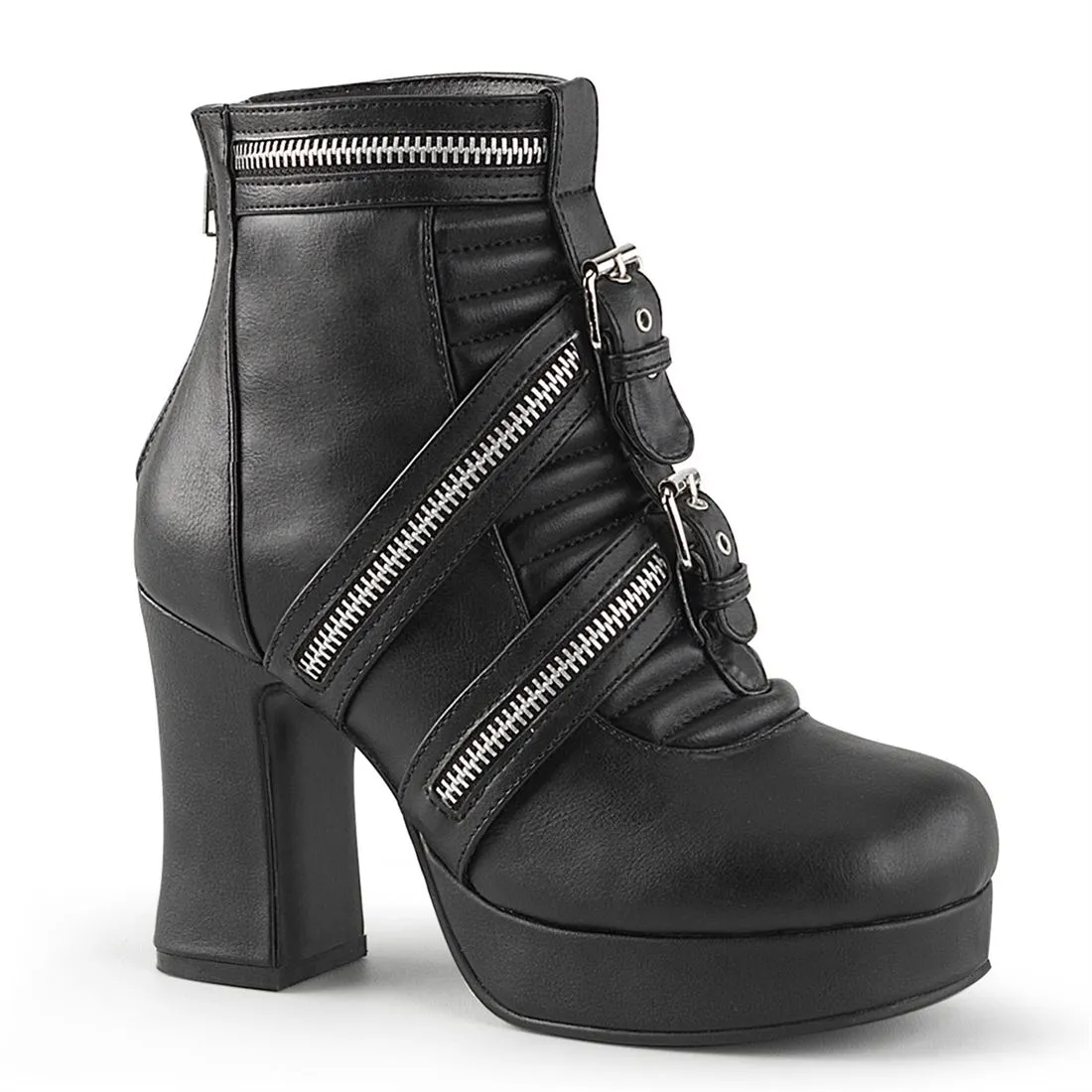 Gothika-50 Black Vegan Leather Ankle-High 3" Heel Boot
