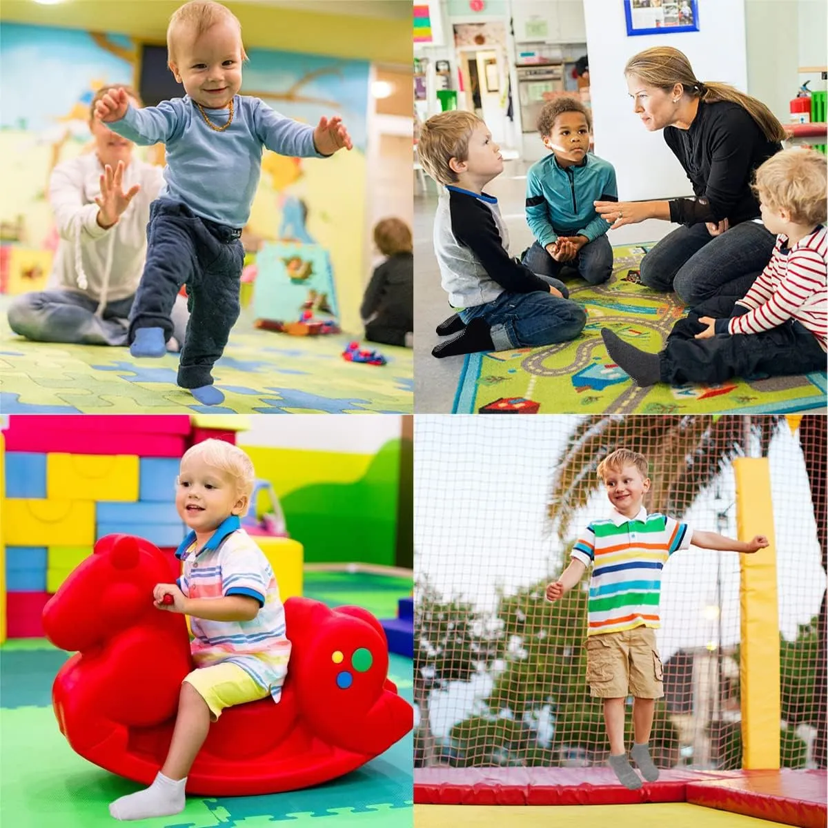 GRPSKCOS Non Slip Toddler Baby Socks - 12 Pairs Anti Skid Ankle Socks for Kids Boys 1-7 Years