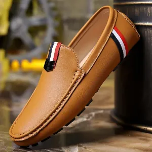 Men's Leather Driving Loafers - Slip-On Casual Shoes