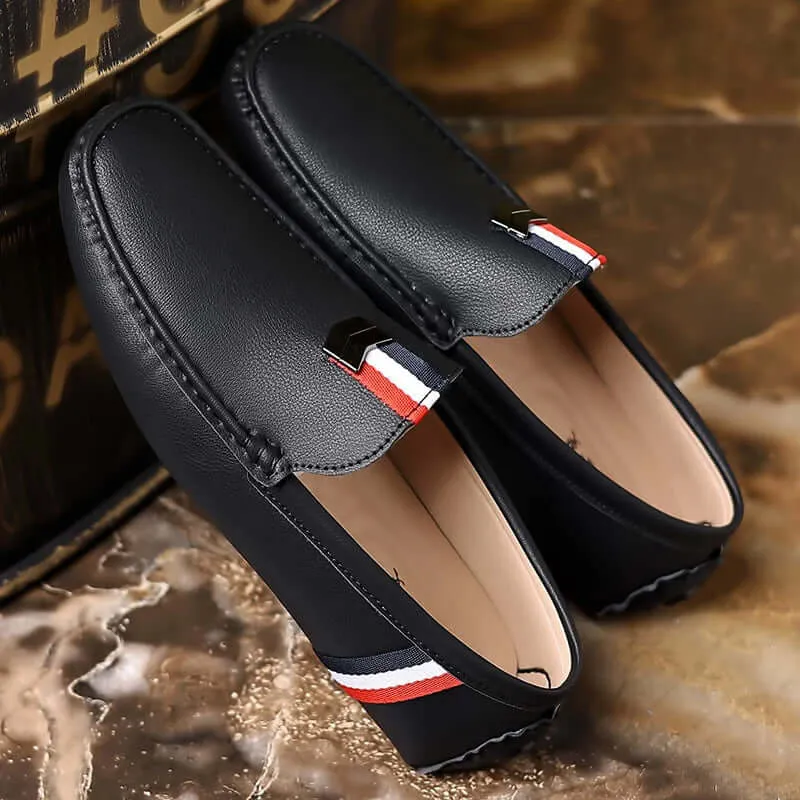 Men's Leather Driving Loafers - Slip-On Casual Shoes
