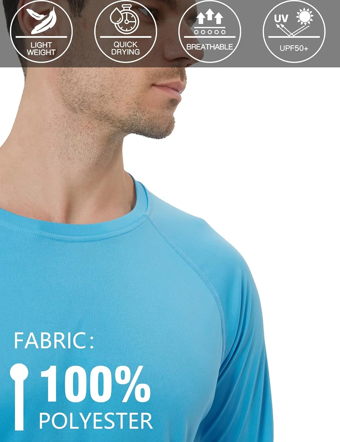 Men's Sun Protection Hoodie Rash Guard Shirts Long Sleeve UPF 50  Swim Fishing Shirt with Hood Lightweight UV SPF