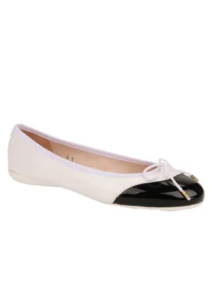 PAUL MAYER - BRAVE LEATHER BALLET FLAT - BLACK / WHITE