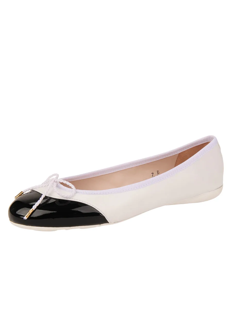 PAUL MAYER - BRAVE LEATHER BALLET FLAT - BLACK / WHITE
