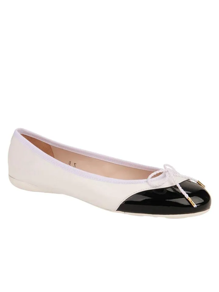 PAUL MAYER - BRAVE LEATHER BALLET FLAT - BLACK / WHITE