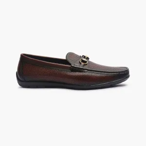 Perforated Leather Loafers with Buckle
