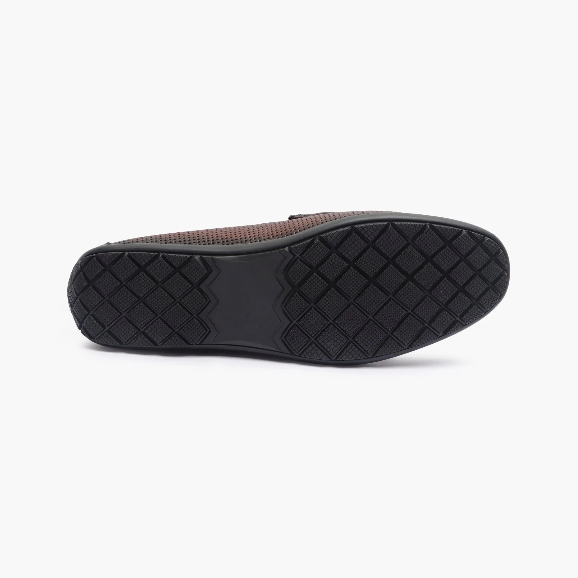 Perforated Leather Loafers with Buckle