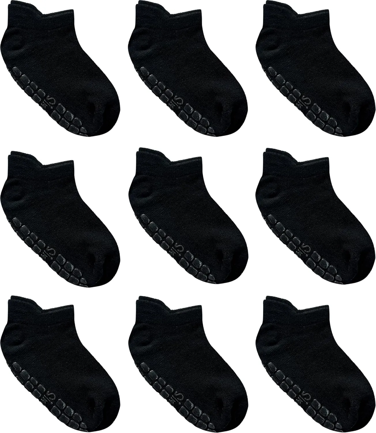 Simply Kids Non-Slip Toddler Ankle Socks (9 Pairs) ?C Superior Grip, Soft Cotton, for Active Baby Girls & Boys (Ages 0-7)