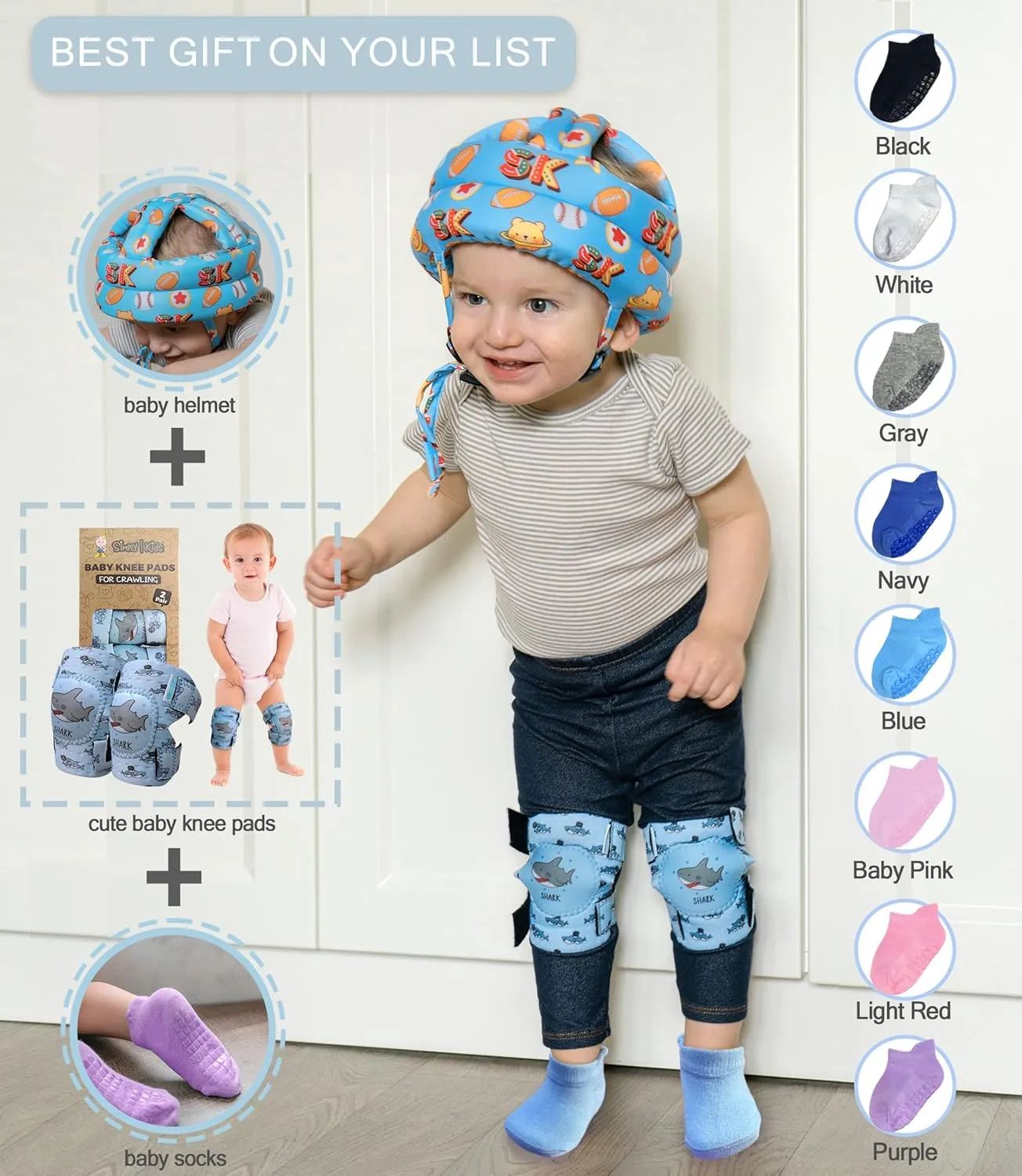 Simply Kids Non-Slip Toddler Ankle Socks (9 Pairs) ?C Superior Grip, Soft Cotton, for Active Baby Girls & Boys (Ages 0-7)