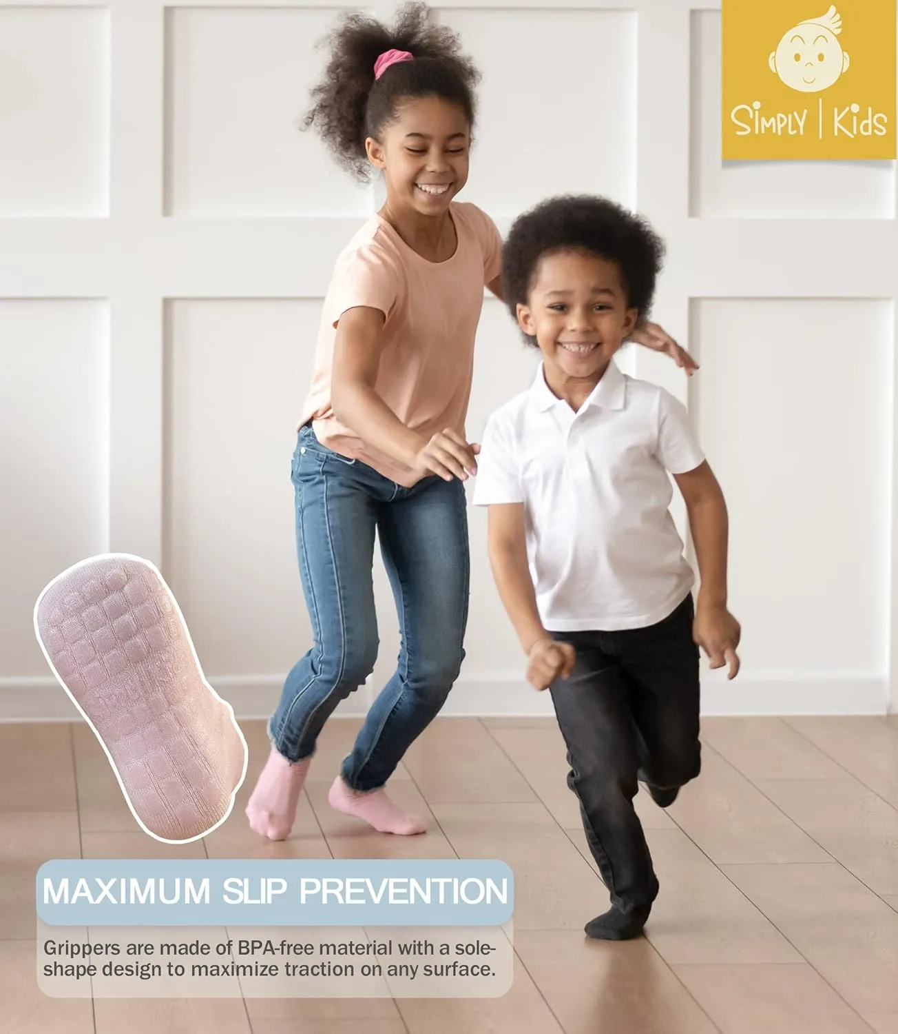 Simply Kids Non-Slip Toddler Ankle Socks (9 Pairs) ?C Superior Grip, Soft Cotton, for Active Baby Girls & Boys (Ages 0-7)