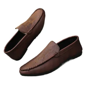 Summer new men's loafers 2024 driving casual leather shoes soft sole one pedal men's trend street shooting Internet celebrity shoes