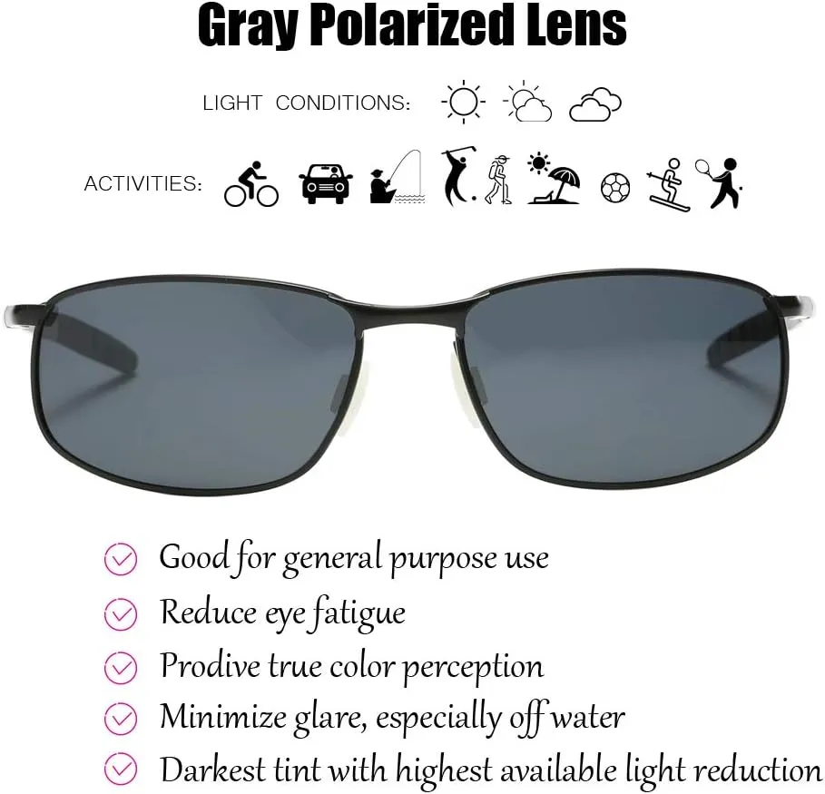 ZHILE Polarized Sunglasses for Men, 8-base Curve Wrap Metal Frame for Fishing Sporting Driving with Sunglasses Case